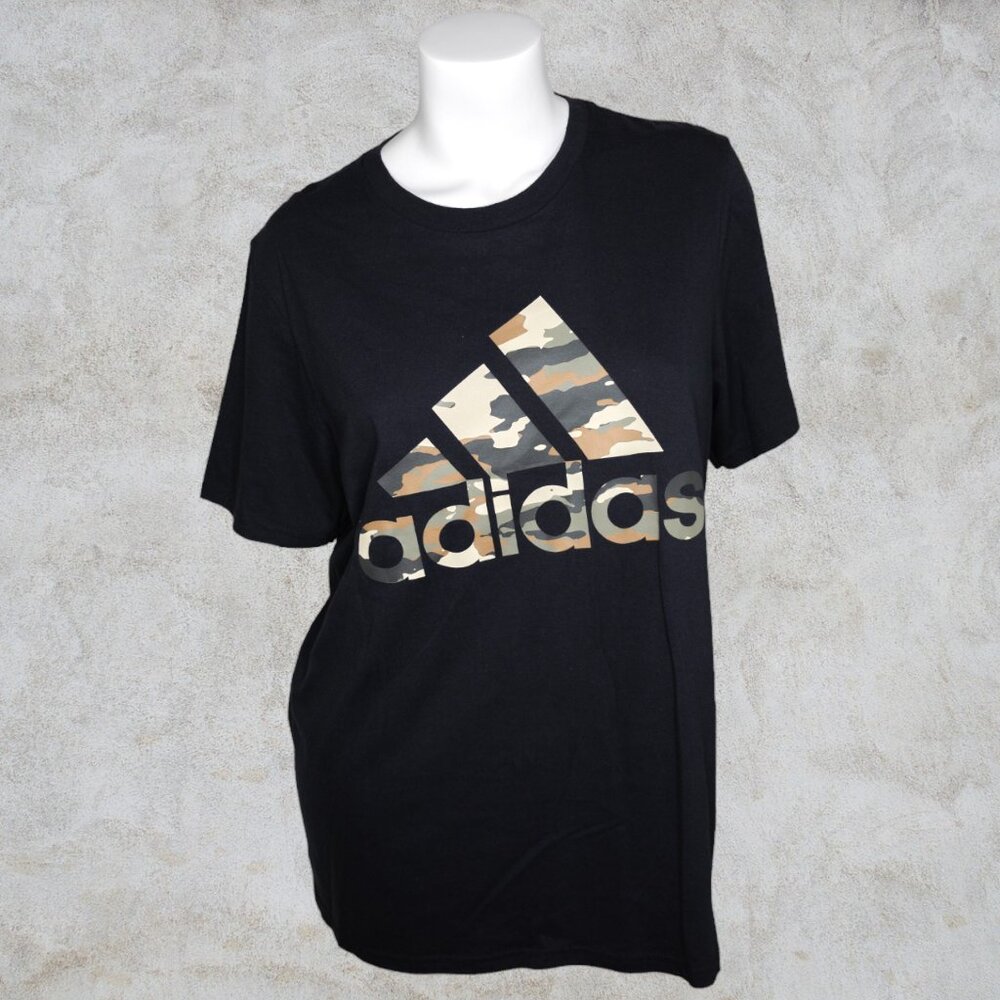 Adidas Amplifier Tee Camo Logo Graphic T-Shirt Browns and Greens Camouflage